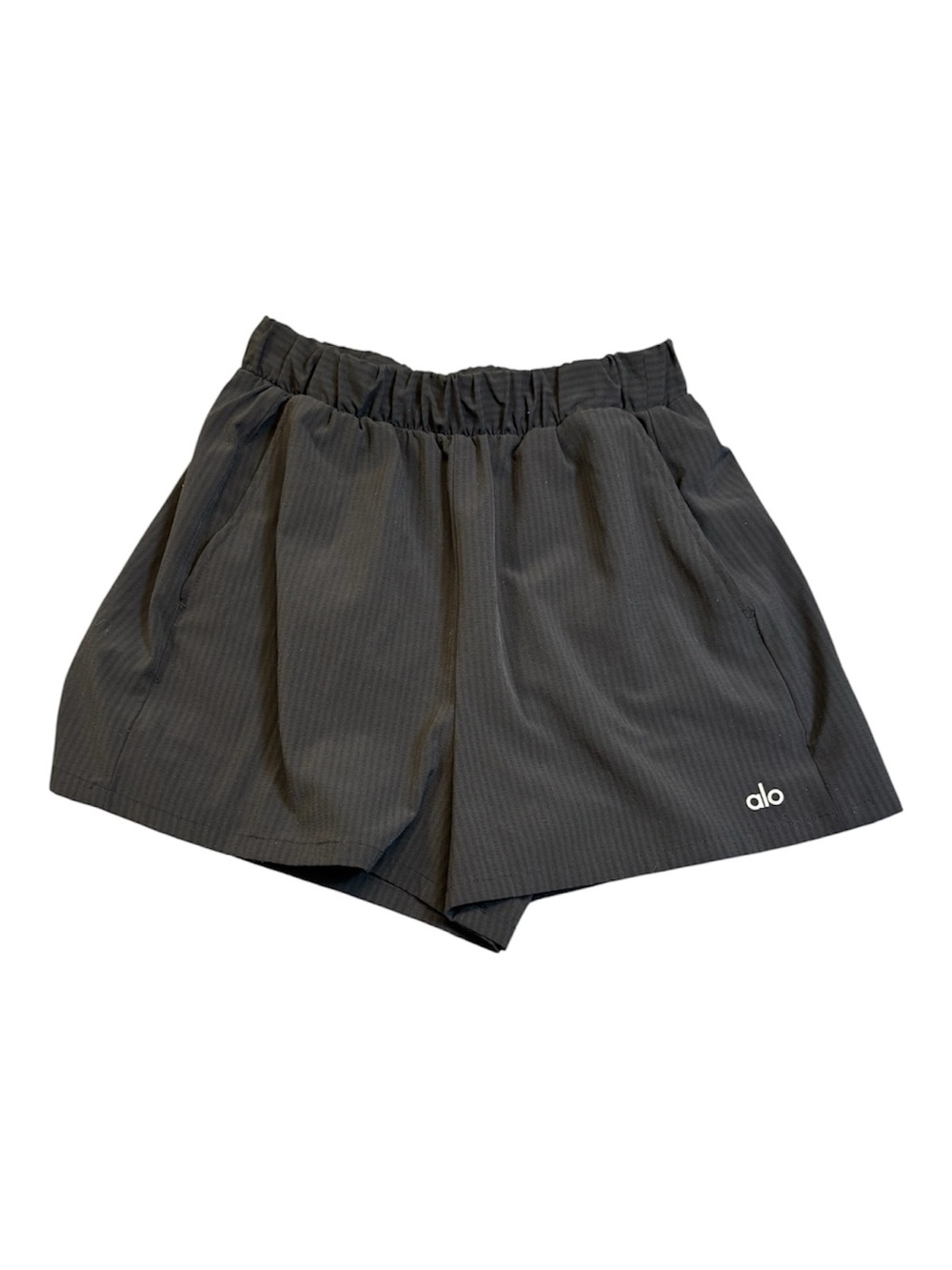 Alo Yoga Alumni Shorts Black XXS XS High Rise 2.5" Inseam Athleisure GUC